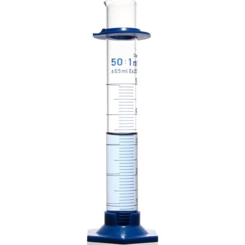 50mL Measuring Cylinder with Spout and Graduation with Plastic Heagon Base Laboratory Chemistry Equipment