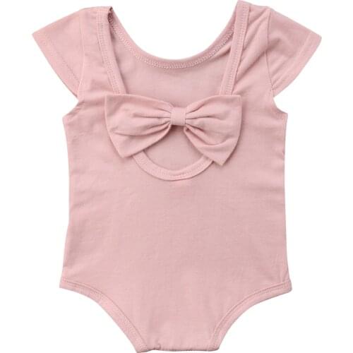 Back Bowknot Newborn Baby Girls Romper Sunsuit Jumpsuit Outfits Clothes