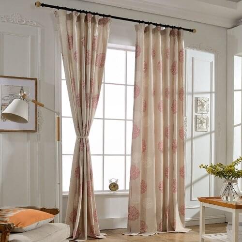 Beautiful Printed Floral Balloon Linen Curtains for Living Room Bedroom Kitchen Home Decorative Drapes Custom Made