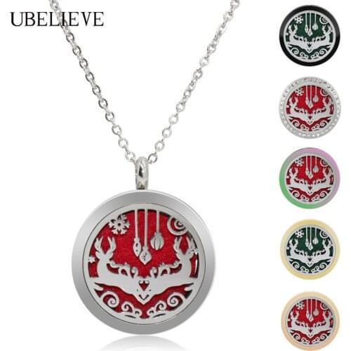 Hot Selling Christmas Gift 30mm Magnet Round Essential Oil Diffuser Necklace Pendant Pendant Perfume Locket With 6pc Refill Pad