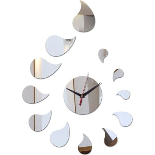 Top sale acrylic wall art clock safe modern design 3d crystal mirror watches home decoration living room