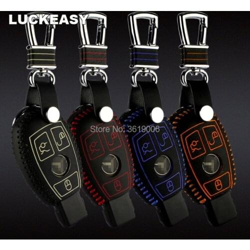 Luckesy leather key cover for Benz A B C Series B200 C180 260L R Series GLK300 M Class car key case holder