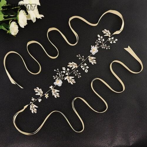 Fashion Belt Wedding Hairband Wedding Tiara Bridal Pearl Beaded Wedding Flower Belts Wedding Hair Accessories Bridal Belt