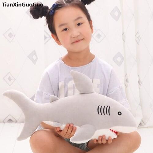 Cartoon gray shark plush toy about 45cm shark very soft doll birthday gift h0792