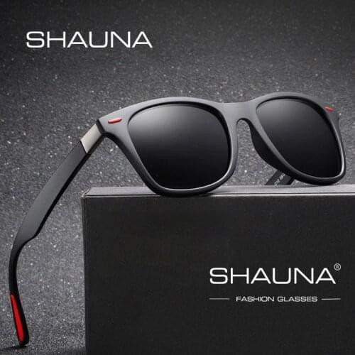 SHAUNA TR90 Classic Polarized Sunglasses Men Driving Square Sun Glasses Women UV400 Gafas De Sol