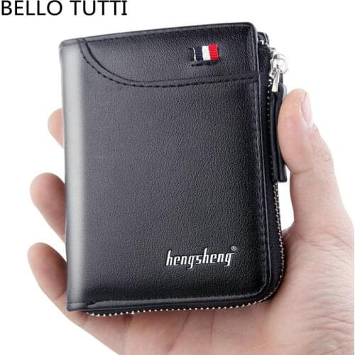 BELLO TUTTI Men PU Leather Short Key Wallet 2021 Fashion New Zipper Coin Purse Handbag Male Card&ID Holder Clutch Bag Money Clip
