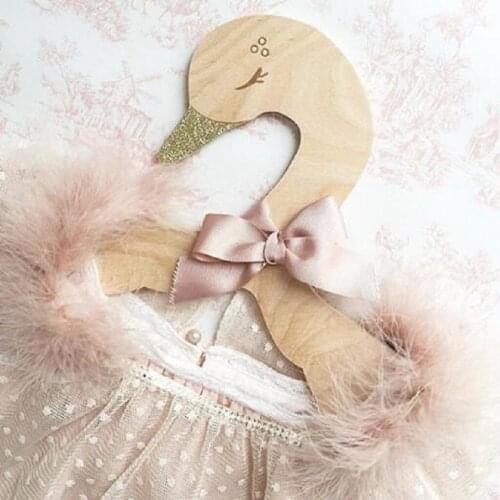 Pack of 5pcs Cute Glitter Swan Wooden Clothes Hook Hanger for Baby Kids Room Decoration