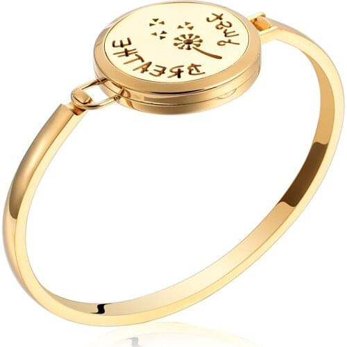 Stainless Steel 30mm Round Essential Oil Diffuser Locket Bangle/Bracelet Openable Aromatherapy Bangle Women Jewelry & Free Pads
