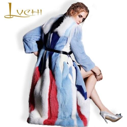LVCHI 2019 Mink Coat New Coat Full Pelt Natural Furs Womens Fur Coats Vintage Fur Warm Rainbow Color Mink Fur Coat Down Women