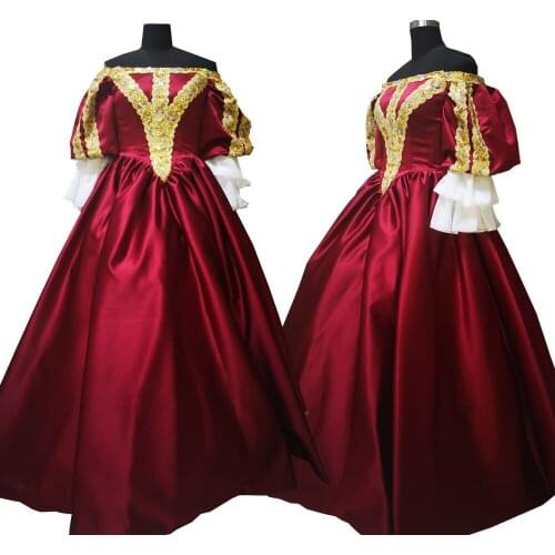 2020 New red Vintage costumes 18th Duchess Retro medieval Renaissance Reenactment Theatre Civil war Victorian dress D-605
