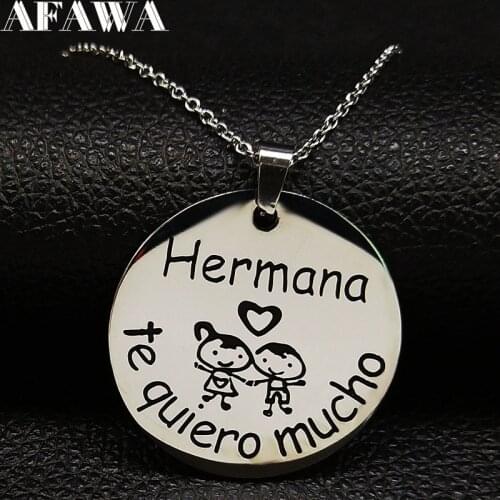 Hermana Boy Girl Stainless Steel Necklace Women Silver Color Brother Sister Necklaces & Pendants Jewelry collar mujer N186715