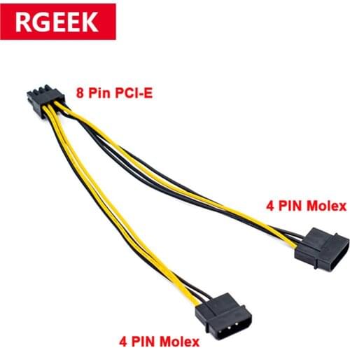 PC Server Internal Dual 2 IDE Molex to CPU 8Pin 8p Converter Adapter Power Lead Cable Cord 18AWG PCIE PCI E Wire 20cm
