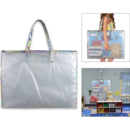 Portable Art Portfolio Storage Bag Ideal for School Artwork Poster Bulletin Board with Index Tab Window Folding Storage