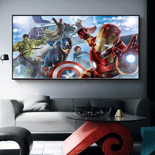 Marvel Captain America Canvas Painting Superhero Iron Man Posters and Prints Wall Art Pictures for Living Home Room Decoration