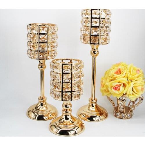 Christmas gold crystal home accessories ornaments wrought iron candlesticks wedding candlelight dinner props candle holders deco