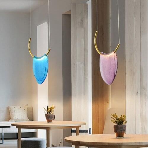 Modern simple glass chandelier bedroom bedside decoration color chandelier restaurant combination glazed chandelier