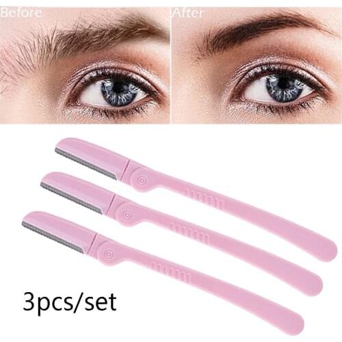 3Pcs/Set Portable Foldable Eyebrow Trimmer Unisex Facial Hair Remover Razor Blades Eyebrow Shaping Shaver Beauty Makeup Tools