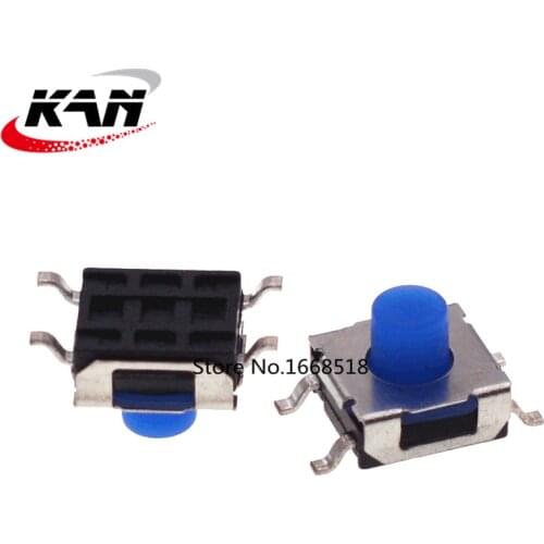 20pcs 6*6*5mm 4Pin SMD Waterproof Silicone Tact Switch 6x6x5mm 4P Micro Push Button Tactile Switchs Transparent Blue