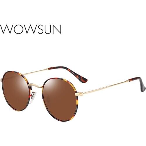 WOWSUN Classic Round Sunglasses Men Women Metal Frame Polarized Sunglasses Retro Style Brand Designer WO-029