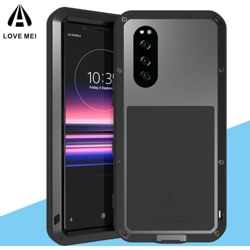 Love Mei 360 Full Body Protective Waterproof Case For Sony Xperia 5 Shockproof Aluminum Metal Back Cover For Sony Xperia 5 Cases