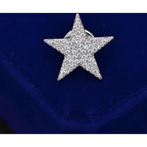The Korean high-grade CZ stones micro star Brooch inlaid female fashion jacket Small collar pin brooch male jewelry