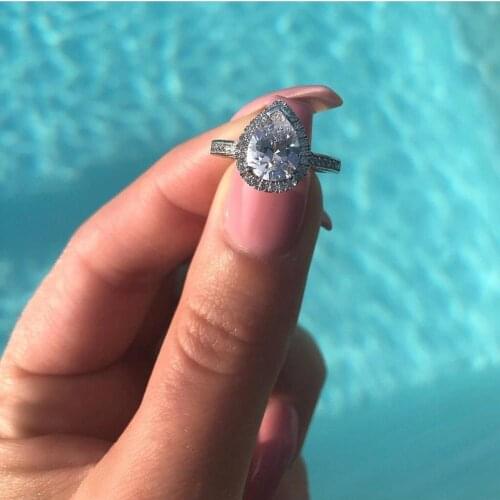 Choucong Lovers Promise Ring set Pear cut 5A Zircon Stone 925 Sterling Silver Engagement Wedding Band Rings for women Jewelry