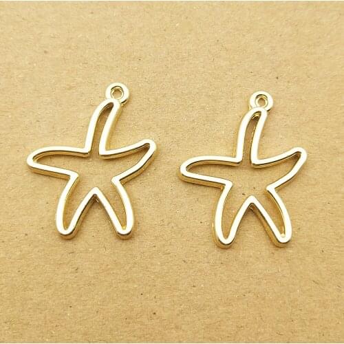 10pcs 20x25mm starfish charm for jewelry making cute earring pendant bracelet necklace charm diy charms