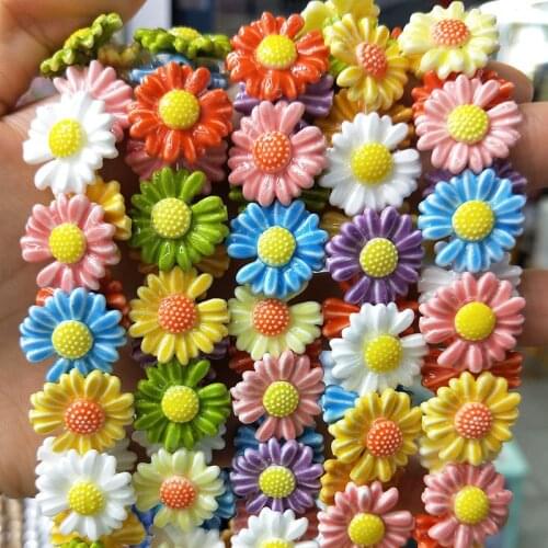 10pcs Colorful Little Daisy Ceramic Beads For Jewelry Making Necklace Bracelet 18mm Mixcolor Flower Porcelain Loose Spacer DIY B