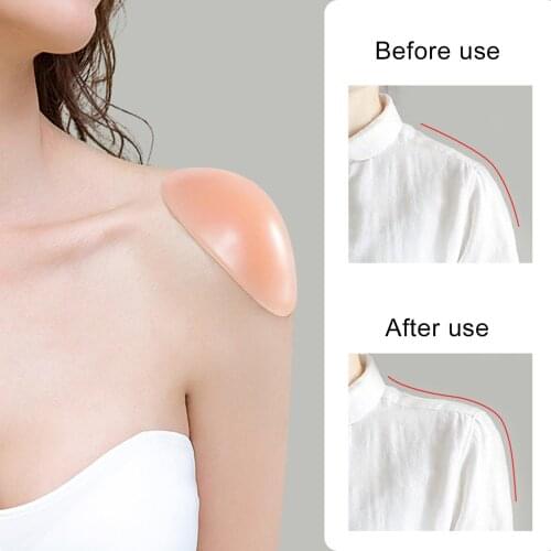 2Pcs Soft Self-Adhesive Non-Slip Push-Up Pads Shoulder Holder Enhancer Cushions Natural Soft Off Shoulder Pads, Soft Silicone