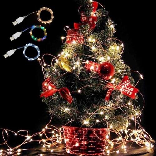 20/10/5/3/2/1M Silver/Copper Wire LED String Lights Holiday Lighting Fairy Garland for Christmas Tree Wedding Party Decoration