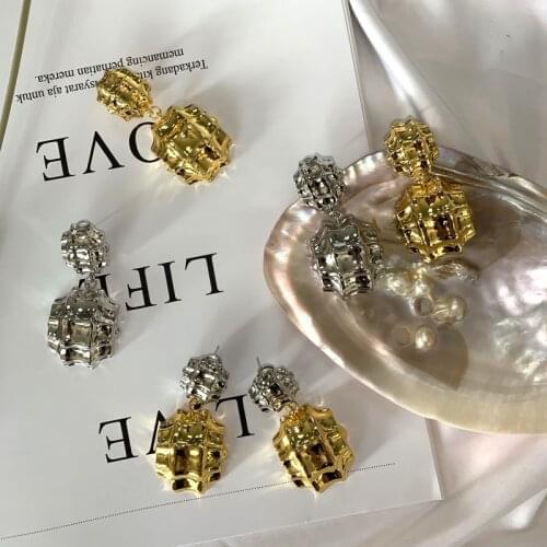 2020 African Jewelry Nigerian Wedding Fashion Designer Earrings Big Drop Gold and Sliver Costume Jewelry