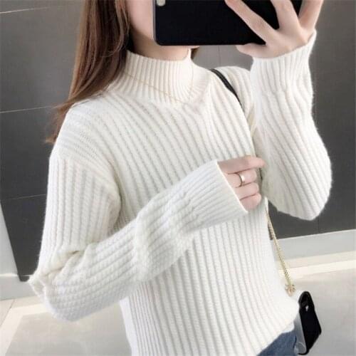2020 Autumn Winter High Quality Pullovers Sweaters Women Loose Warm Thicken Knitted Sweater Female Casual White Sweater