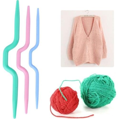 3pcs/set Plastic Twist Curved Needles Scarf Sweater Knitting DIY Handmade Weaving Tool Sewing Accessories Twist Curved Needles