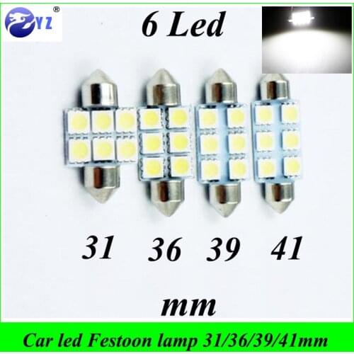 5 Pcs Car Festoon 6SMD 5050 led festoon 31mm 36mm 39mm 42mm LED Festoon light Interior Dome Light Lamp Bulb For Car White 12V
