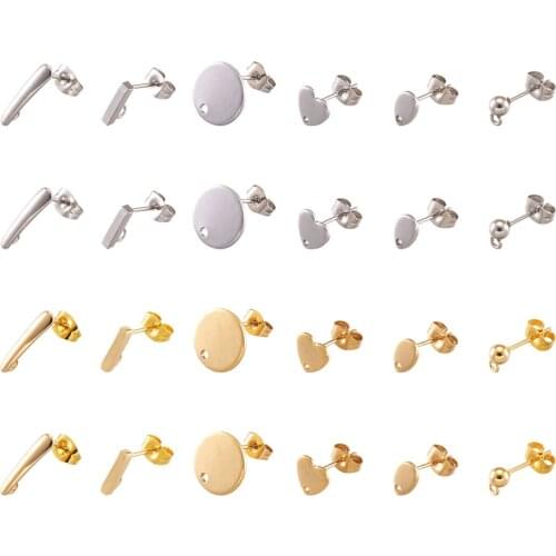 96pcs/Set Stainless Steel Stud Earring Findings Post Earring Studs Base For DIY Women Earrings Jewelry Making Accessories