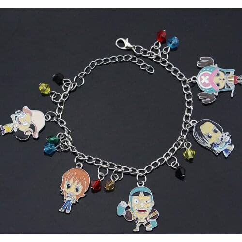 Anime One Piece Cartoon Bracelet Chopper Luffy Nami Rudder Sanji Usopp Handmade Charm Bracelet Kawaii Cute Bracelets