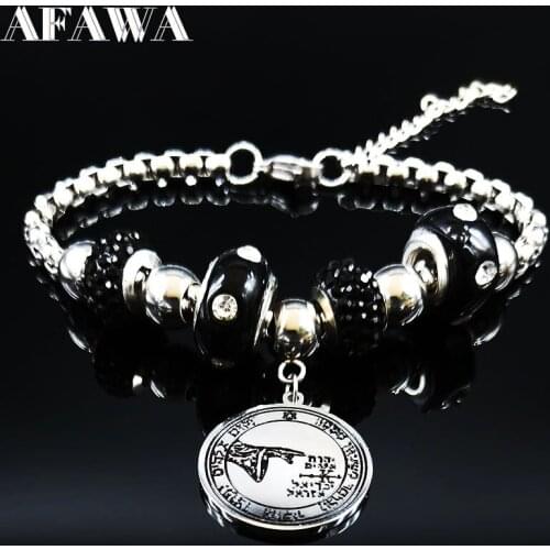 Star of David Pentacle of the Moon Talisman Key of Solomon Seal Stainless Steel Bracelet Hermetic Kabbalah Pagan Wiccan Jewelry