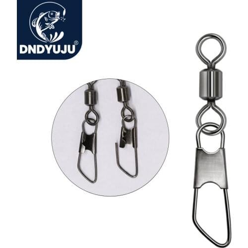 DNDYUJU 100pcs Stainless Steel Fishing Connector Fishing Hook Bearing Rolling Swivel With Safety Snap Pin Fishing Accessories