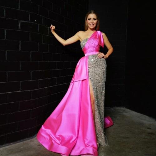 Elegant Silver Purple Overlay Evening Dress Strapless A-Line Floor Length High Split Summer Dress Saudi Arabia Women Prom Dress