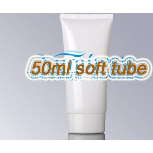 Capacity 50ml 50pcs factory wholesale white high quality soft tube with silver lid , plastic soft cream tube lip tube