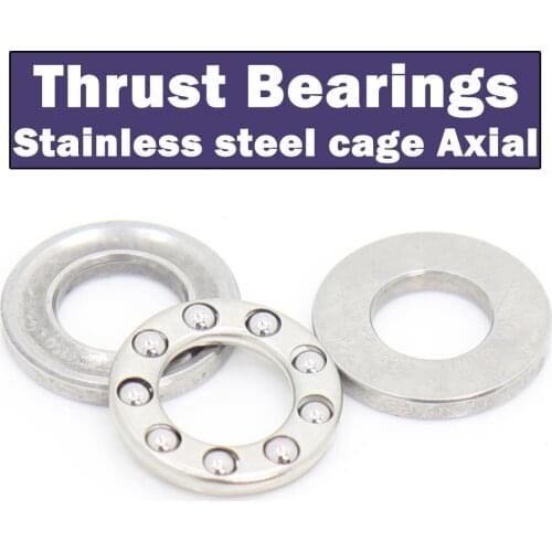 6PC F2-6M F2.5-6M F4-9M F5-10M F6-11M Stainless steel cage Axial Ball Thrust Bearings 2x6x3 2.5x6x3 4x9x4 5x10x4 6x11x4.5 6Pcs