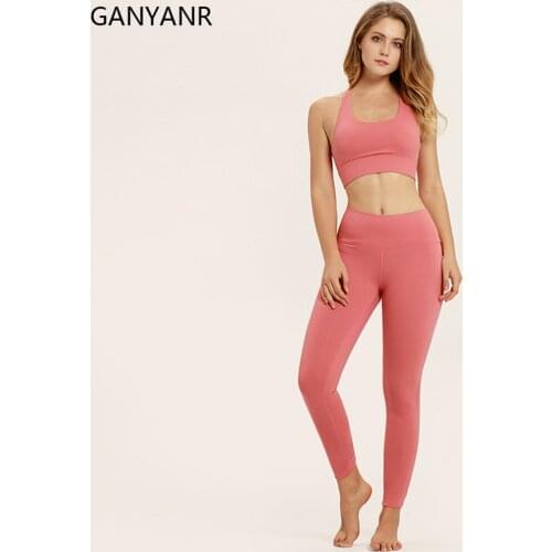 GANYANR Workout Activewear Gym Clothing Yoga Set Jogging Sportswear Tracksuit Seamless Suit Women Workout Wear Suit Bodysuit Bra