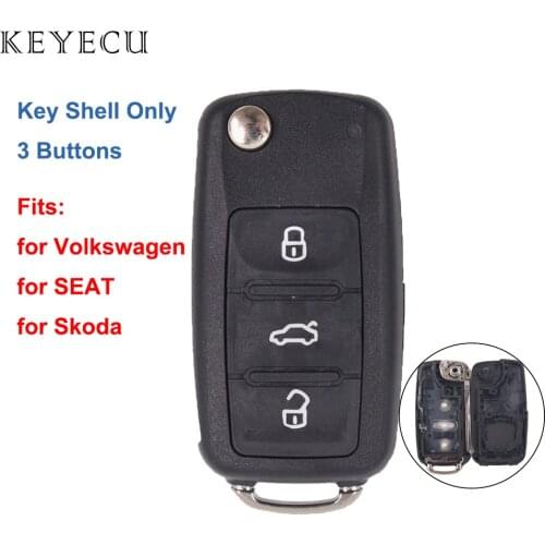 Keyecu for Volkswagen for Seat for Skoda Octavia Citigo Arosa Replacement Remote Control Key Shell Case Fob Cover Housing