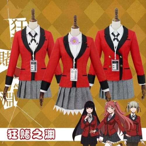 Kakegurui Cosplay Anime Jabami Yumeko/Yumemite Yumemi Womana JK Uniform Cosplay Costume Free Shipping Cost+Shirt+Skirt+Tie+Badge