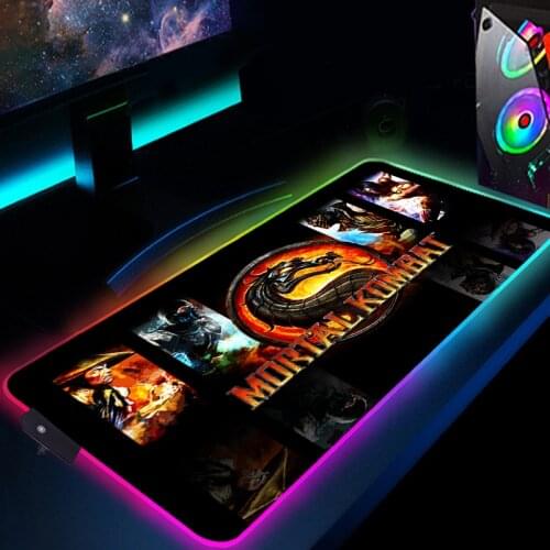 Mortal Kombat Mouse Pad Kawaii Gaming Accessories Mousepad RGB Anime Mouse Mat Gaming Gamer Mausepad XxL 900X400 Desk Pad LOL