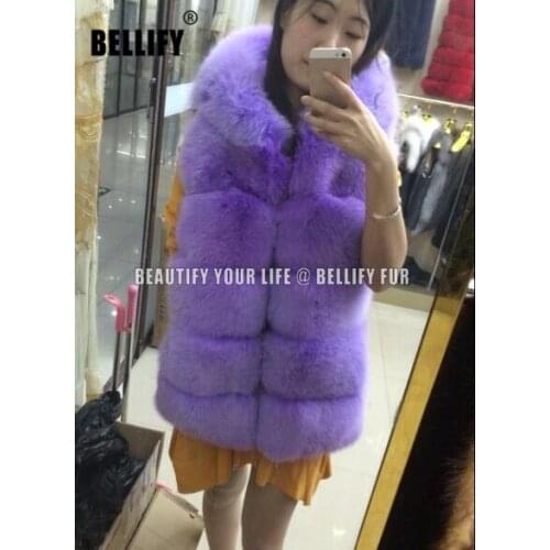 Beautiful amazing Purple Real fox fur vest Gilet For women ladies Natural fox fur waistcoat Outerwear