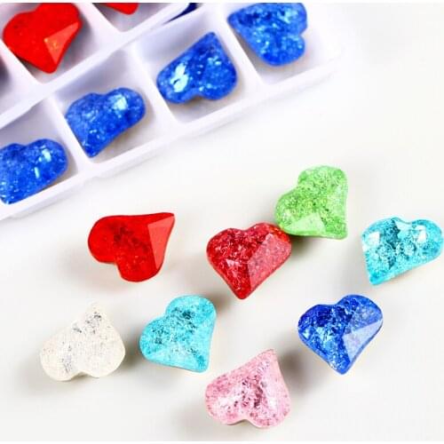 K9 Glass Skewed Heart Fancy Stone Crystal Ice Colors 12x13mm Pointback Glass Crystals Jewelry Accessories