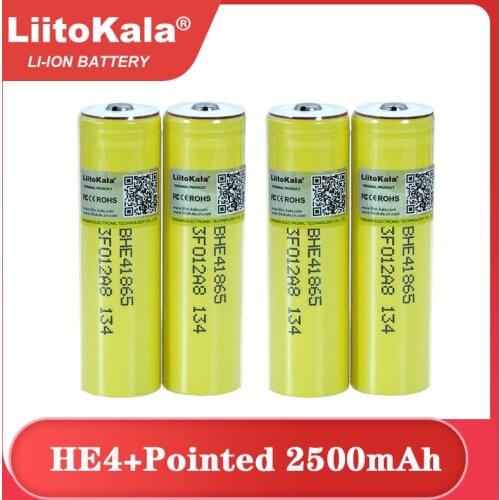 Liitokala Original HE4 2500mAh Li-lon Battery 18650 3.7V Power Rechargeable batteries Max 20A discharge +Pointed