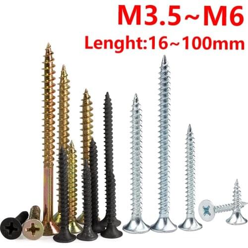 M3.5~M6 Cross Recessed Flat Head Self Tapping Screw Black Carbon Steel Drywall Wood Phillips Countersunk Head Tapping Bolt