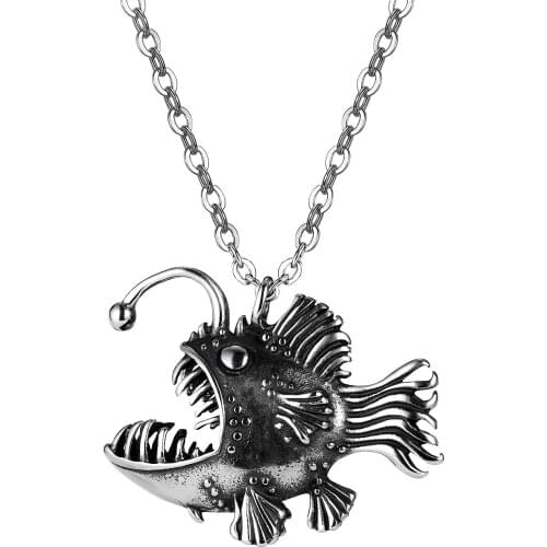 FATE LOVE Men Pendants Necklace Punk Fish Link Chain for Men Fashion Jewelry Stainless Steel Birthday Gift GX1938